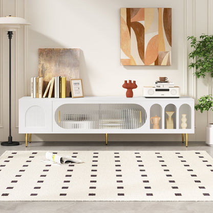 Modern TV Stand With 3 Shelves And 2 Cabinets