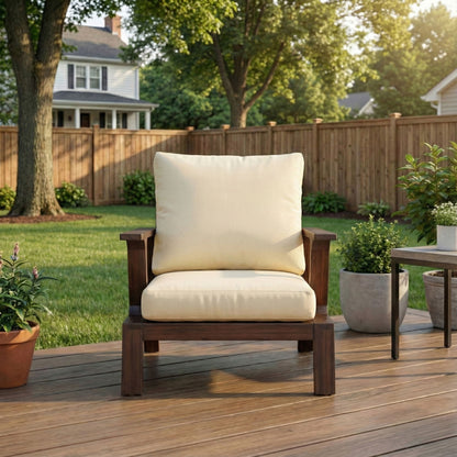 Outdoor Accent Lounge Chair For Patios - Beige / Dark Brown