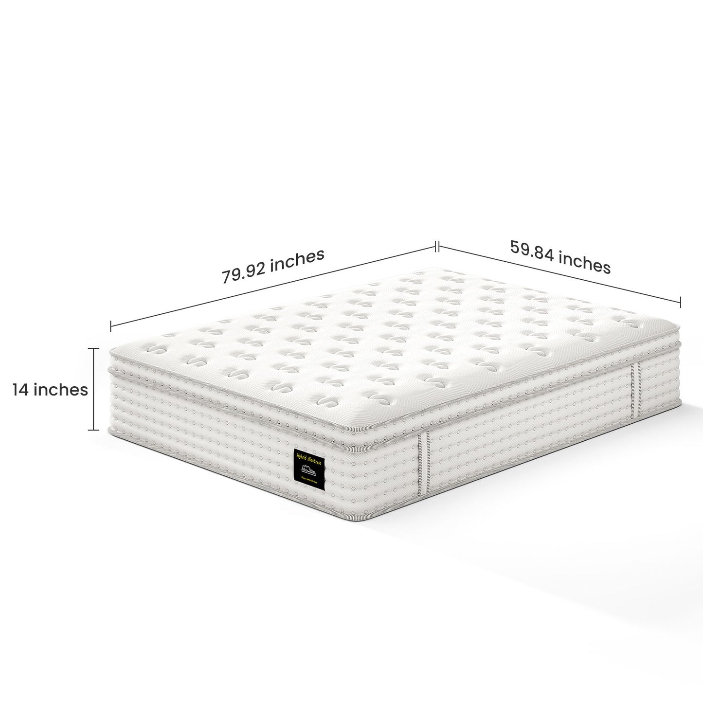 14'' Hybrid Mattress, Memory Foam & Pocket Springs For Pressure Relief