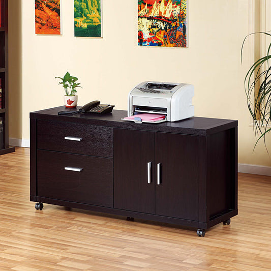 Home Office Mobile File Credenza With 2 Drawers, 2 Door Cabinet