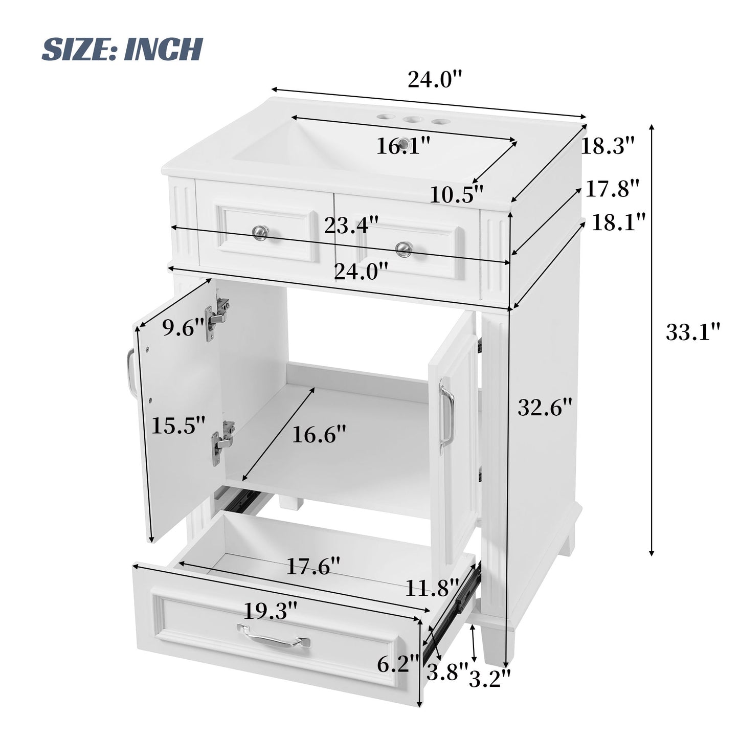 Bathroom Vanity With Sink, Storage Cabinet