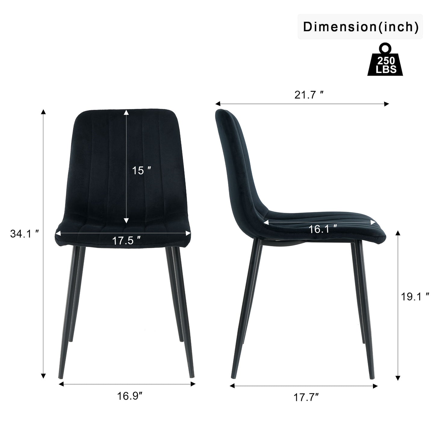 Dining Chair, Modern Kitchen Dining Chair With Cushion Back, Upholstered Side Chair With Coated Metal Legs, Family Kitchen Dining Room And Living Room (Set of 4)