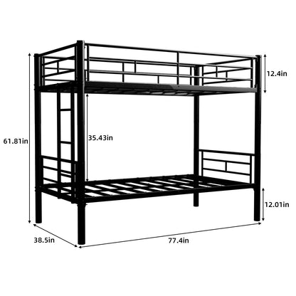 Bunk Bed For Kids, Convertible Frame With Ladders & Guardrail