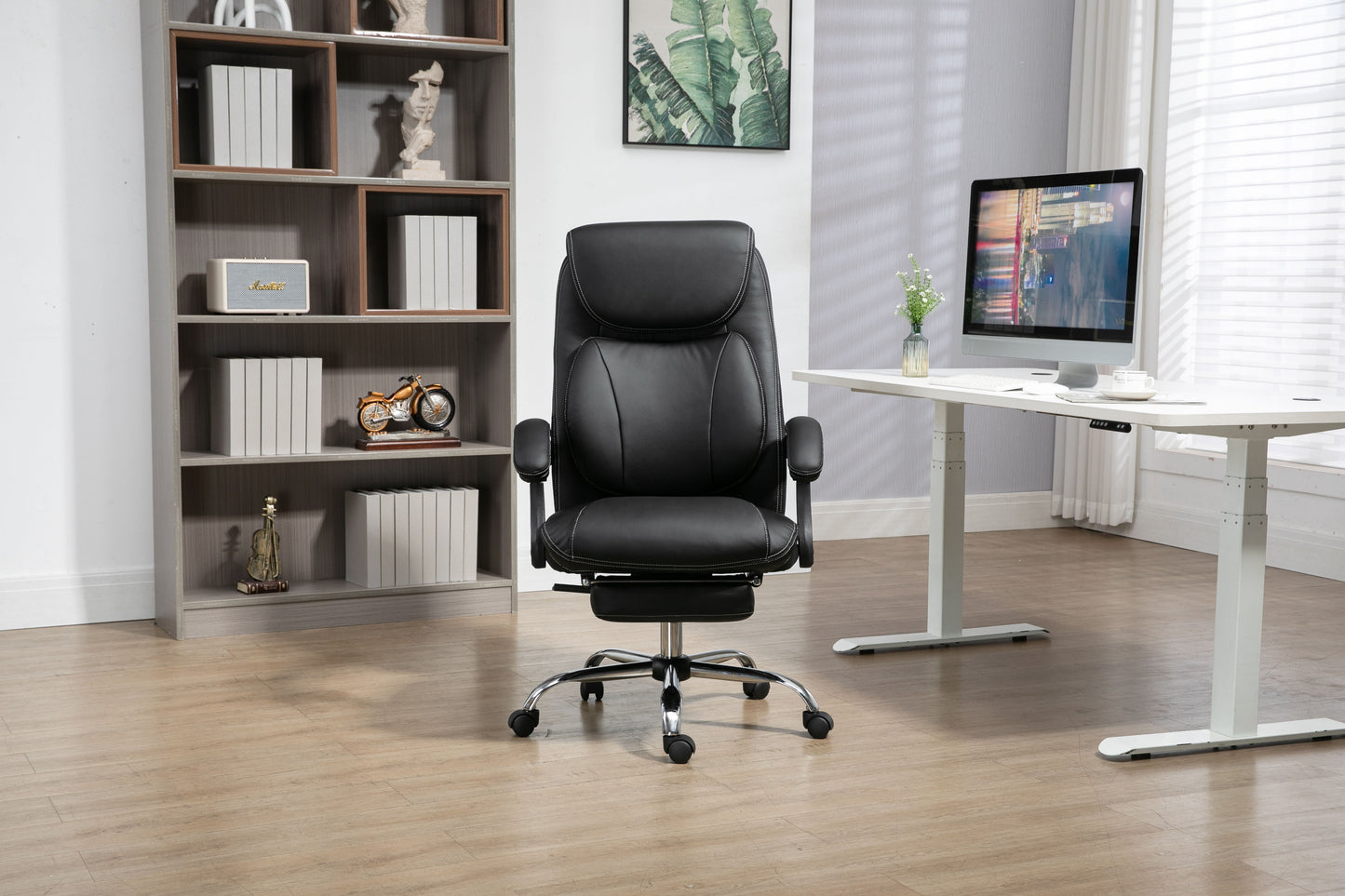 Big And Tall Office Chair, High Back Ergonomic Office Chair With Footrest, Executive Office Chair For Back Pain Relief - Black