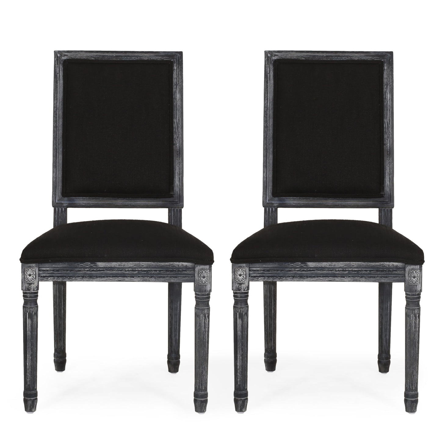 French Country Style Dining Chair With Upholstered Seating And Fluted Legs