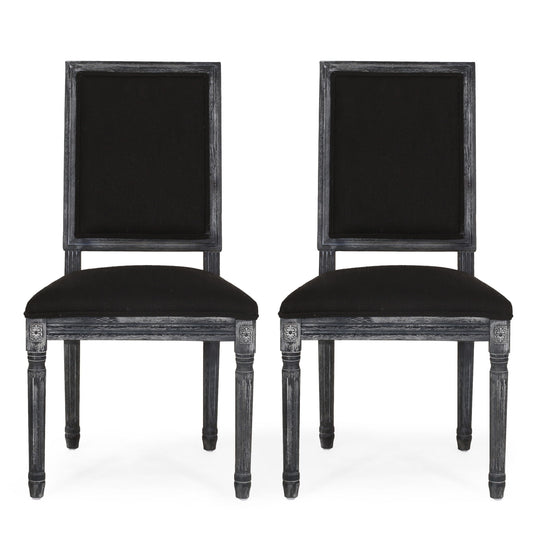 French Country Style Dining Chair With Upholstered Seating And Fluted Legs