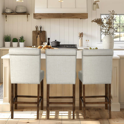 Upholstered Counter Stool With Nailhead Trim (Set of 2)