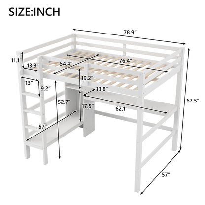 Loft Bed With Built In Desk And Multifunction Shelves