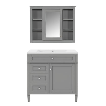 Bathroom Vanity With Mirror Cabinet, Storage Cabinet With 2 Soft Closing Doors And 4 Drawers, Undermount Sink