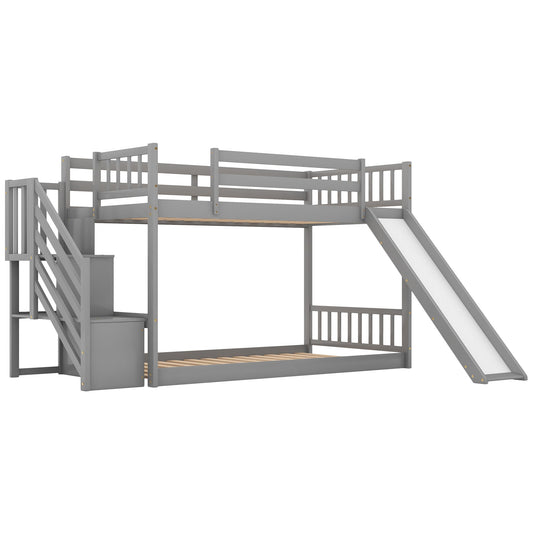 Bunk Bed With Convertible Slide And Stairway