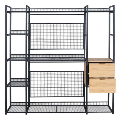 Open Style Wardrobe With Hanging Rails, Shelves And Drawers