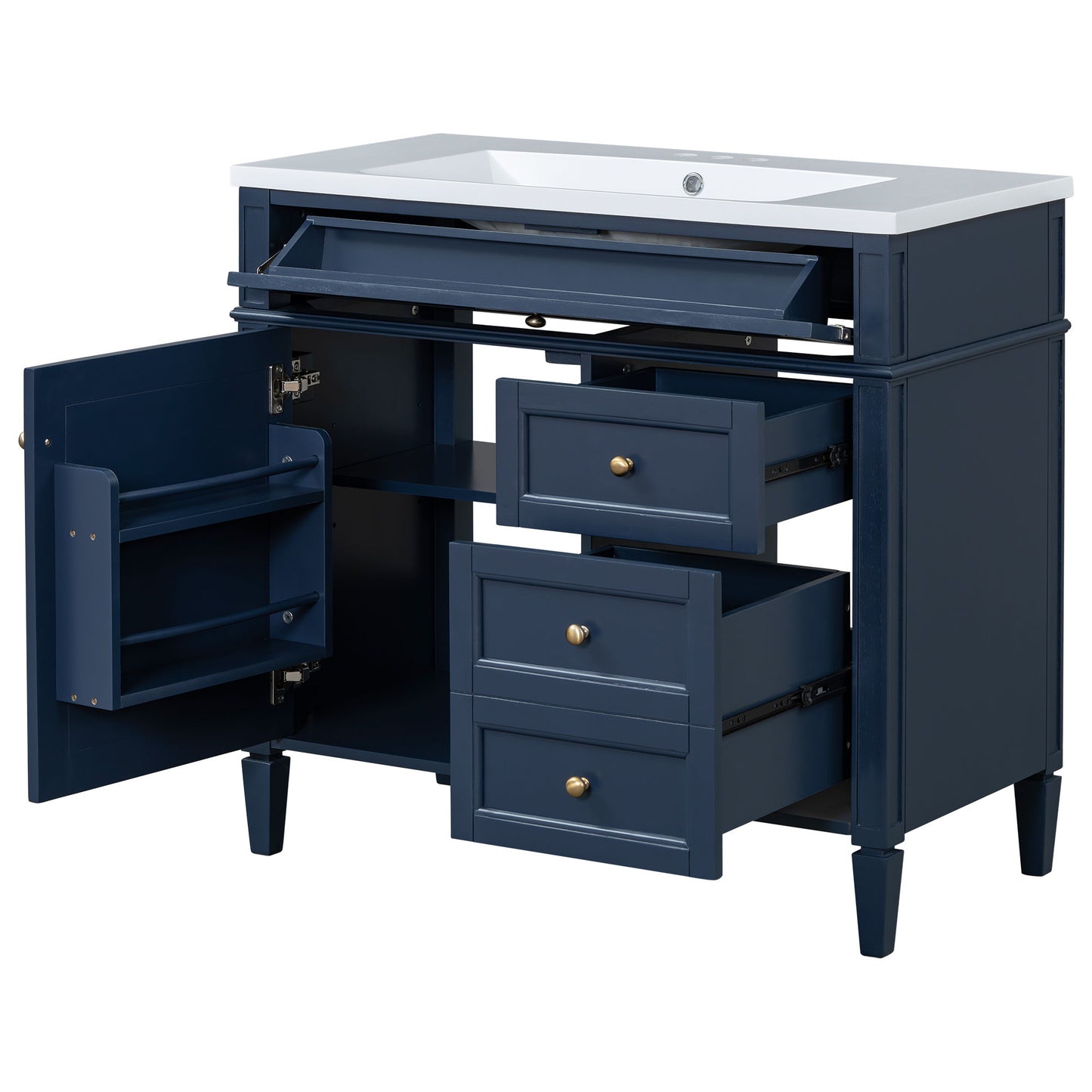 Bathroom Vanity & Top Sink, Modern Bathroom Storage Cabinet With 2 Drawers And A Tip-Out Drawer