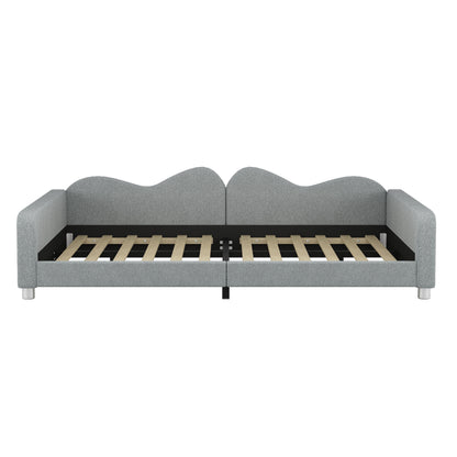 Upholstered Daybed, Sherpa Fabric Sofabed With Cloud-Shaped Backrest