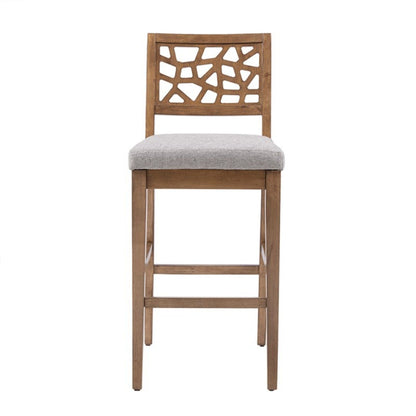 Carmel - Upholstered Barstool With Cracked Ice Pattern - Light Gray