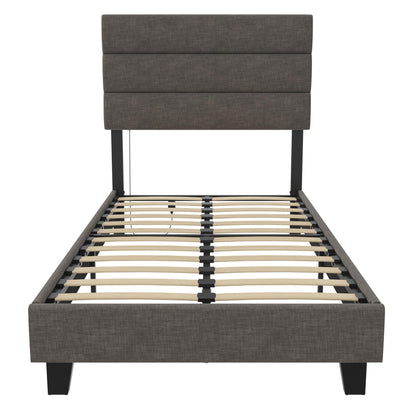 Paloma - Twin Bed With Dual USB Port - Linen