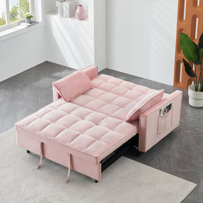 Modern Sofa, Sofa Pull-Out Bed, Small Love Seat Casual Sofa With Back, With Pillow, Pockets, Living Room Furniture, 3 In 1 Convertible Sleep Sofa Bed