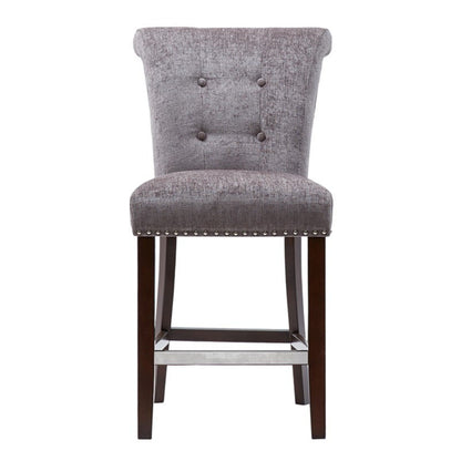 Colfax - Counter Stool With Button Tufting And Nail Heads - Gray