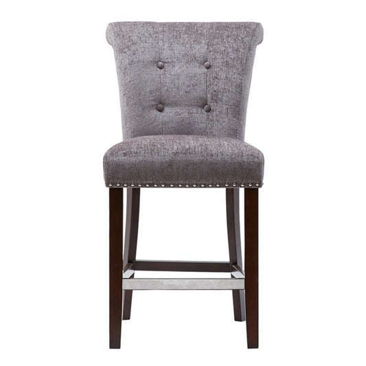 Colfax - Counter Stool With Button Tufting And Nail Heads - Gray