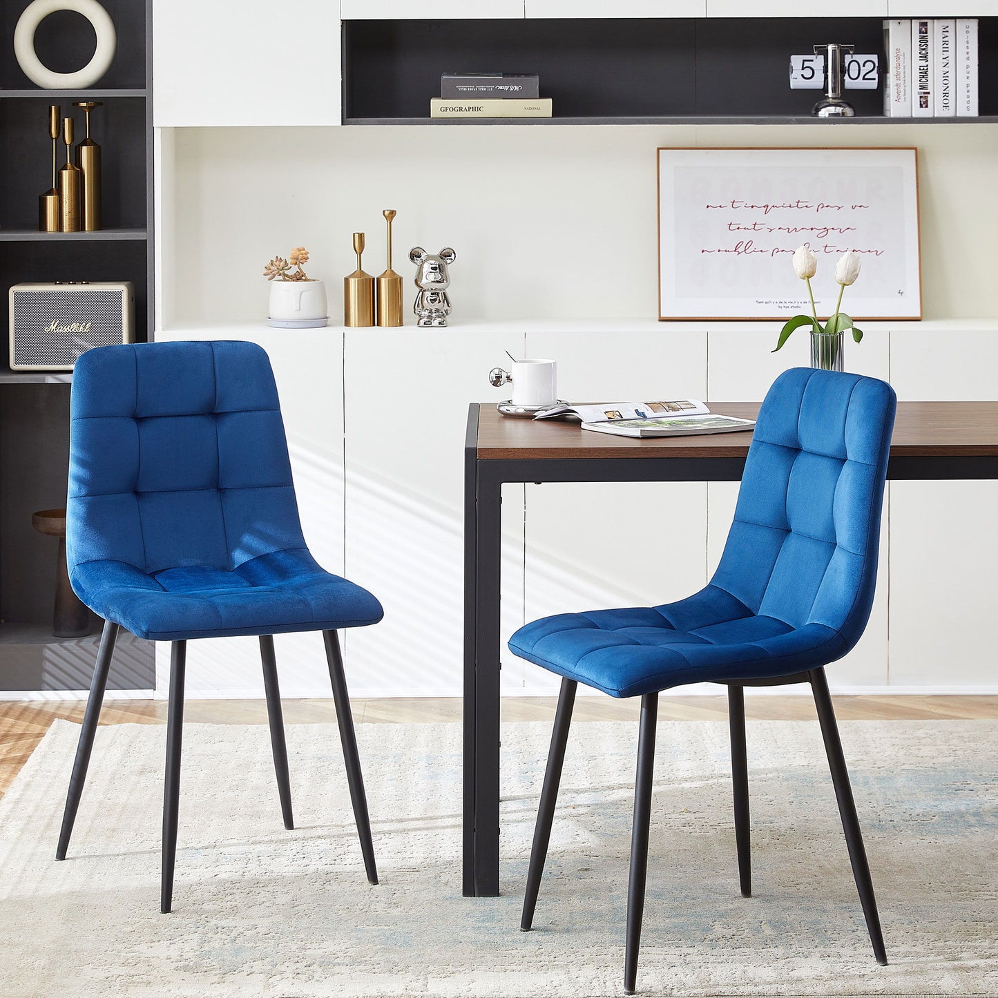 Mid-Century Modern Dining Chairs Set For Kitchen, Living Room