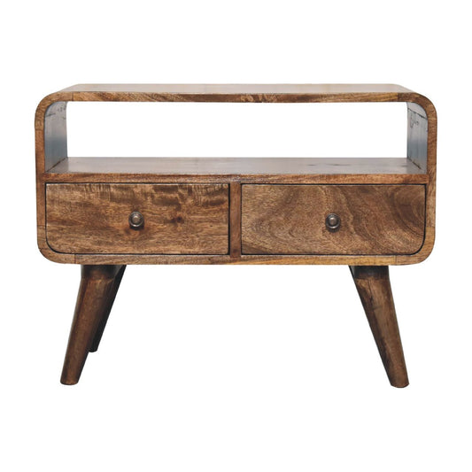 Solid Wood Curved Media Unit