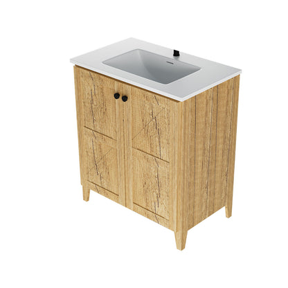 Folding Floor Cabinet With Ceramic Sink, Space Saving