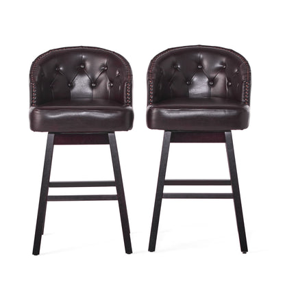 Mellifluous - 360 Degree Swivel Bar Stool With Stunning Nailhead Trim, (Set of 2)