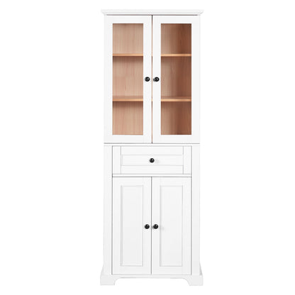 Bathroom Vanity & Tall Storage Cabinet Set With Doors, Adjustable Shelves, Soft Close Hinges, Sink
