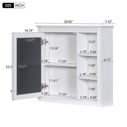 Wall Mounted Medicine Cabinet With Mirror And 3 Open Shelves