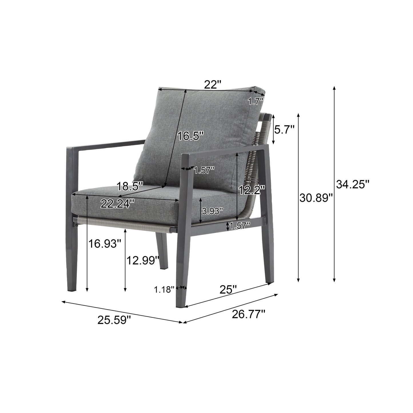 Modern Lounge Chair With Rope Accents And Cushions