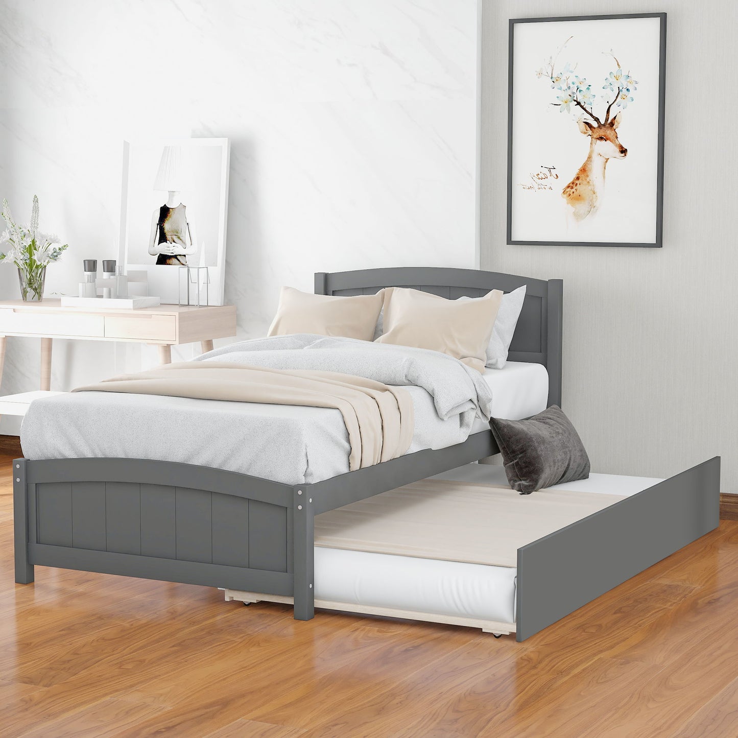 Platform Bed & Headboard, Footboard And Wood Slat Support