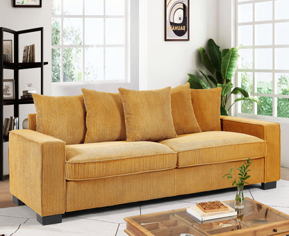Luxe Sofa With 5 Matching Toss Pillows, Sleek Design, Spacious And Comfortable 3 Seater Couch