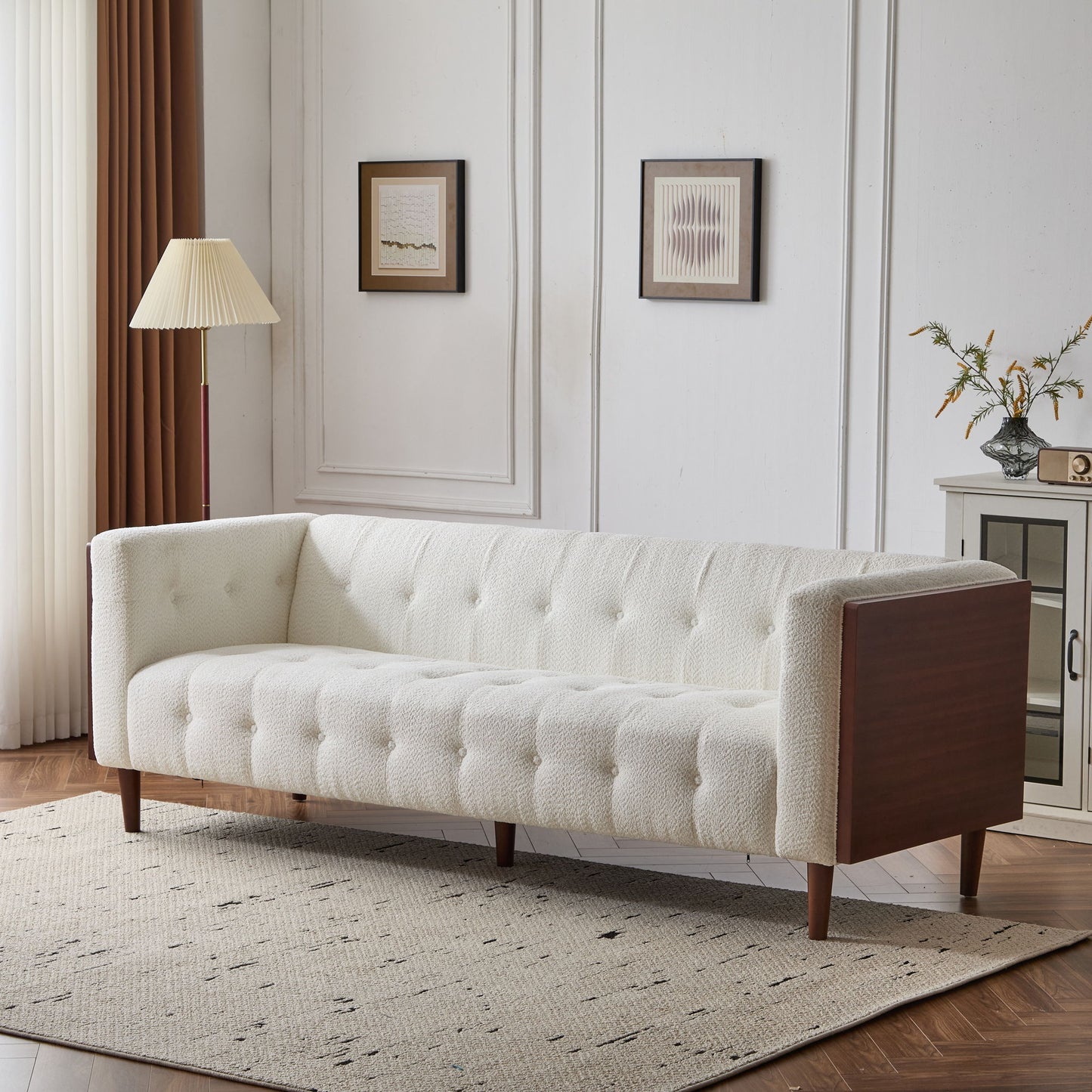 Contemporary 3 Seater Sofa With Tufted Design
