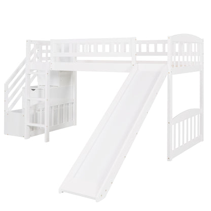 Loft Stairway Bed With 2 Drawers And Slide