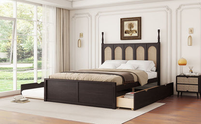 Platform Bed With With 2 Big Drawers With Trundle