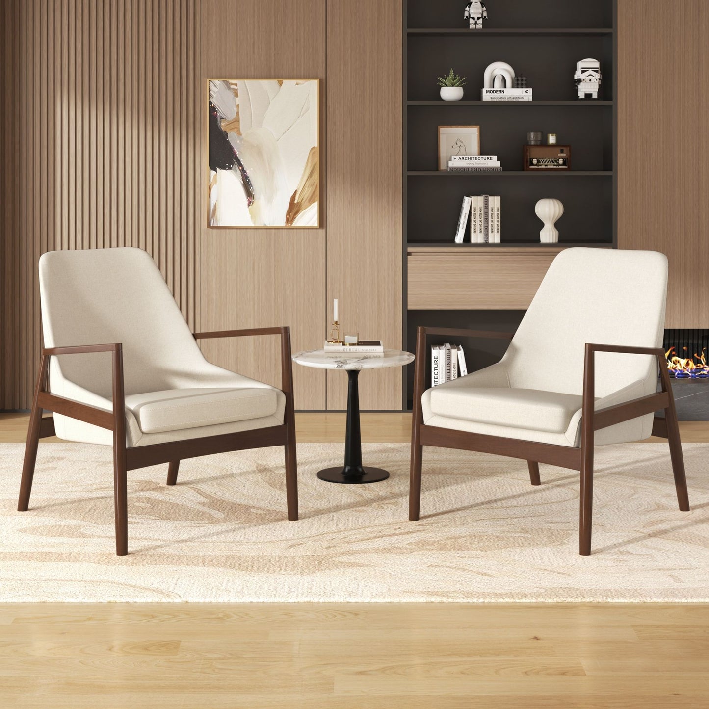 Mid-Century Modern Accent Armchair With High Back