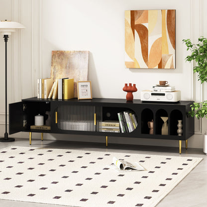 Modern TV Stand With 3 Shelves And 2 Cabinets