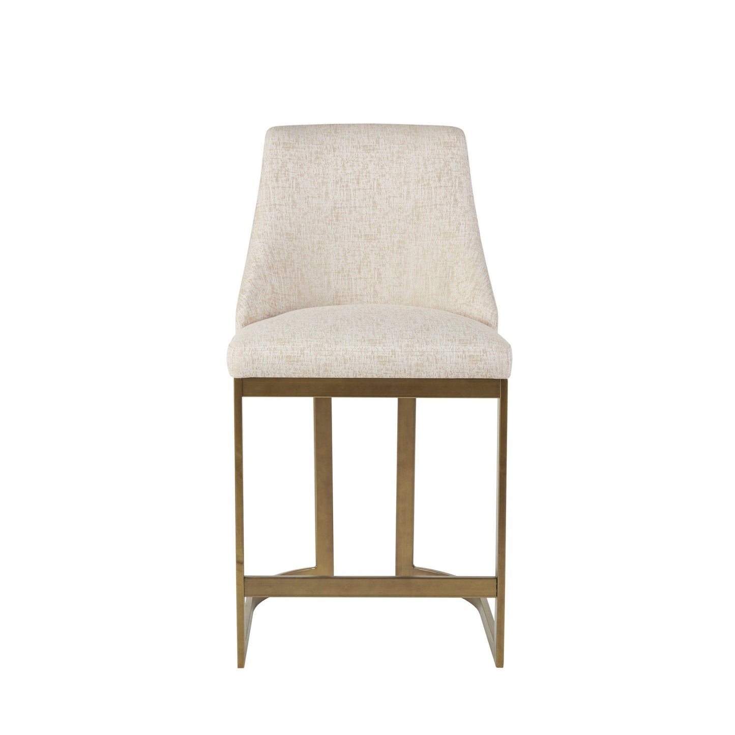 Upholstered Counter Stool With Metal Base - Cream
