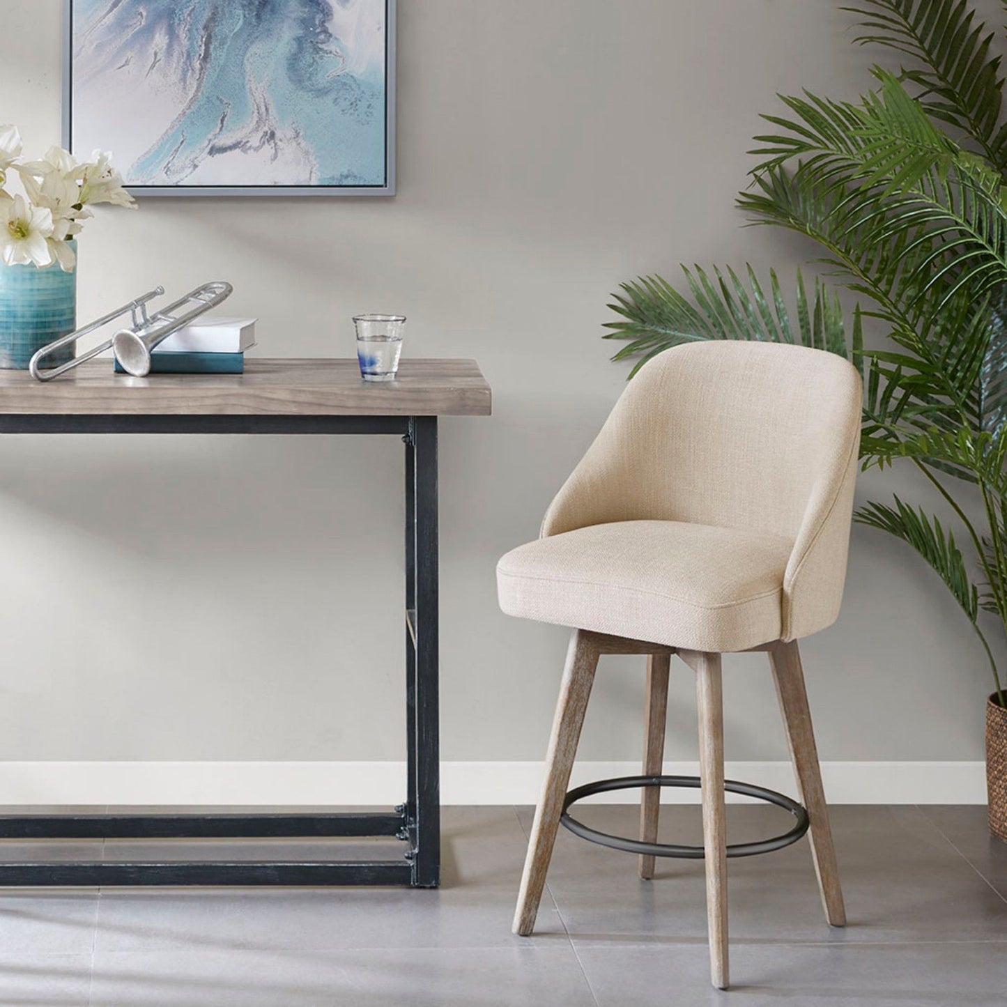 Counter Stool With Swivel Seat Function - Sand