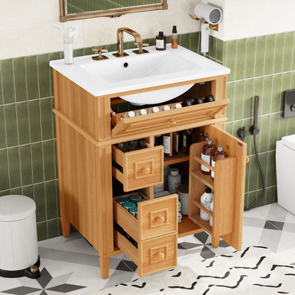 Bathroom Vanity With Sink, Cabinet With Flip Out Drawer, 2 Soft Close Drawers, 1 Soft Close Door - Wood