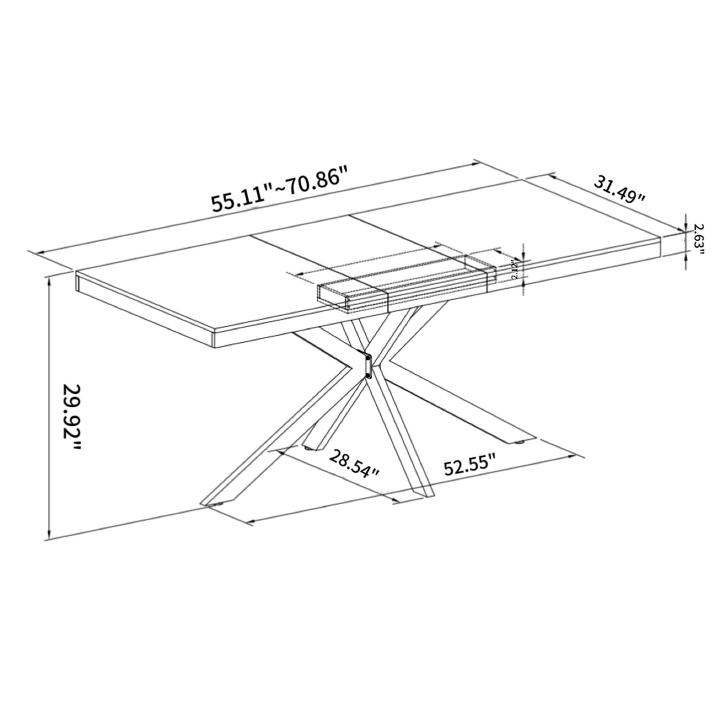 Retro Rectangular Stretch Dining Table With Embossed Center Plate