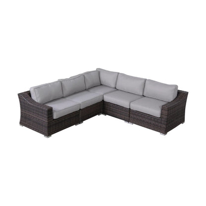 Contemporary Outdoor Rattan Wicker Sectional Seating Group With Cushions