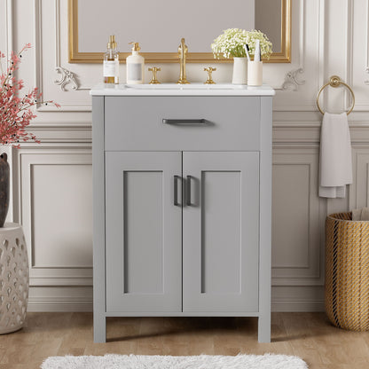 Bathroom Vanity Combo With Sink, Space Saving Design - Gray