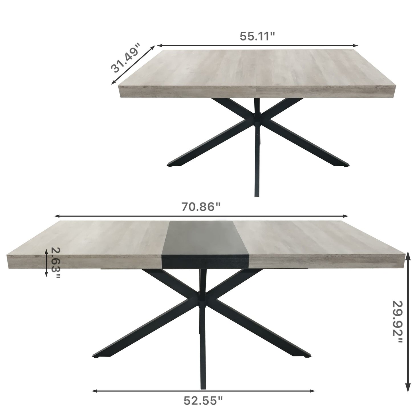 Retro Rectangular Stretch Dining Table With Embossed Center Plate