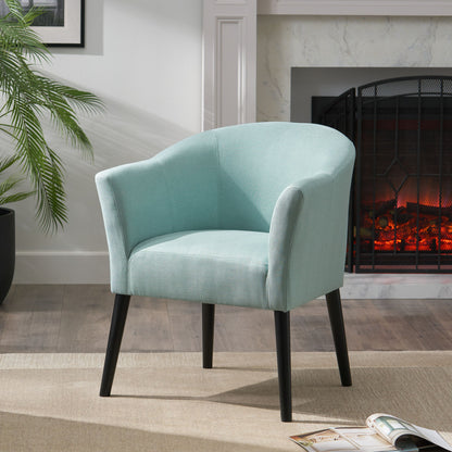 Sonorous - Upholstered Accent Chair With Low Back And Wood Legs - Light Blue / Black