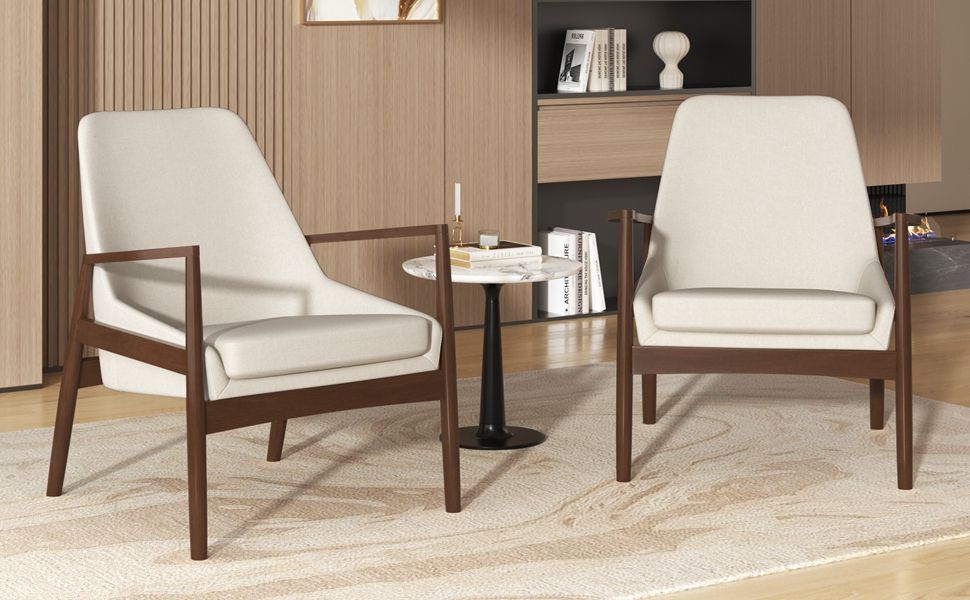Mid-Century Modern Accent Armchair With High Back