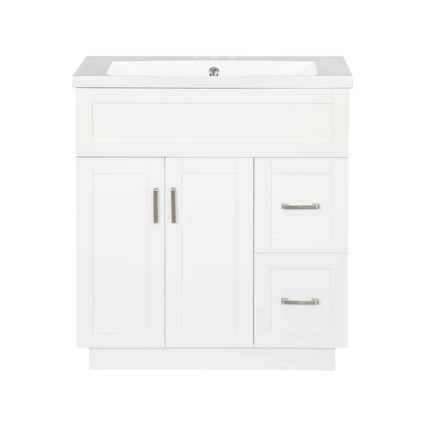 Bathroom Vanity With 2 Doors, 2 Drawers, Adjustable Shelf, Hidden Slides & Soft Close Hinges