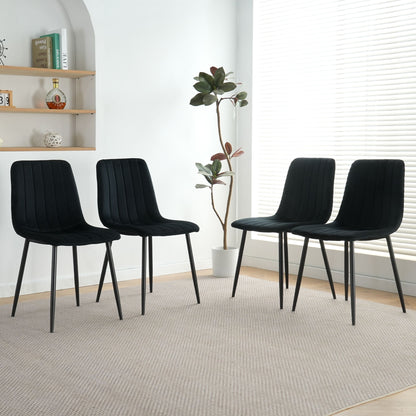 Dining Chair, Modern Kitchen Dining Chair With Cushion Back, Upholstered Side Chair With Coated Metal Legs, Family Kitchen Dining Room And Living Room (Set of 4)