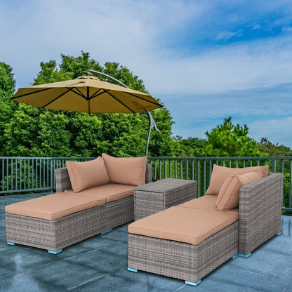 Patio Sofa Daybed With Cushions - Brown
