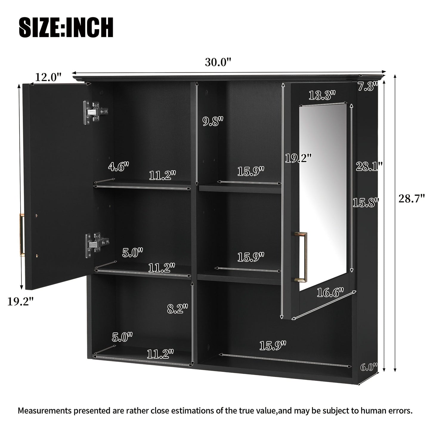 2 In 1 Wall-Mounted Mirror Cabinet With Adjustable Shelves, Soft-Close Doors, High-Definition Mirror & Storage