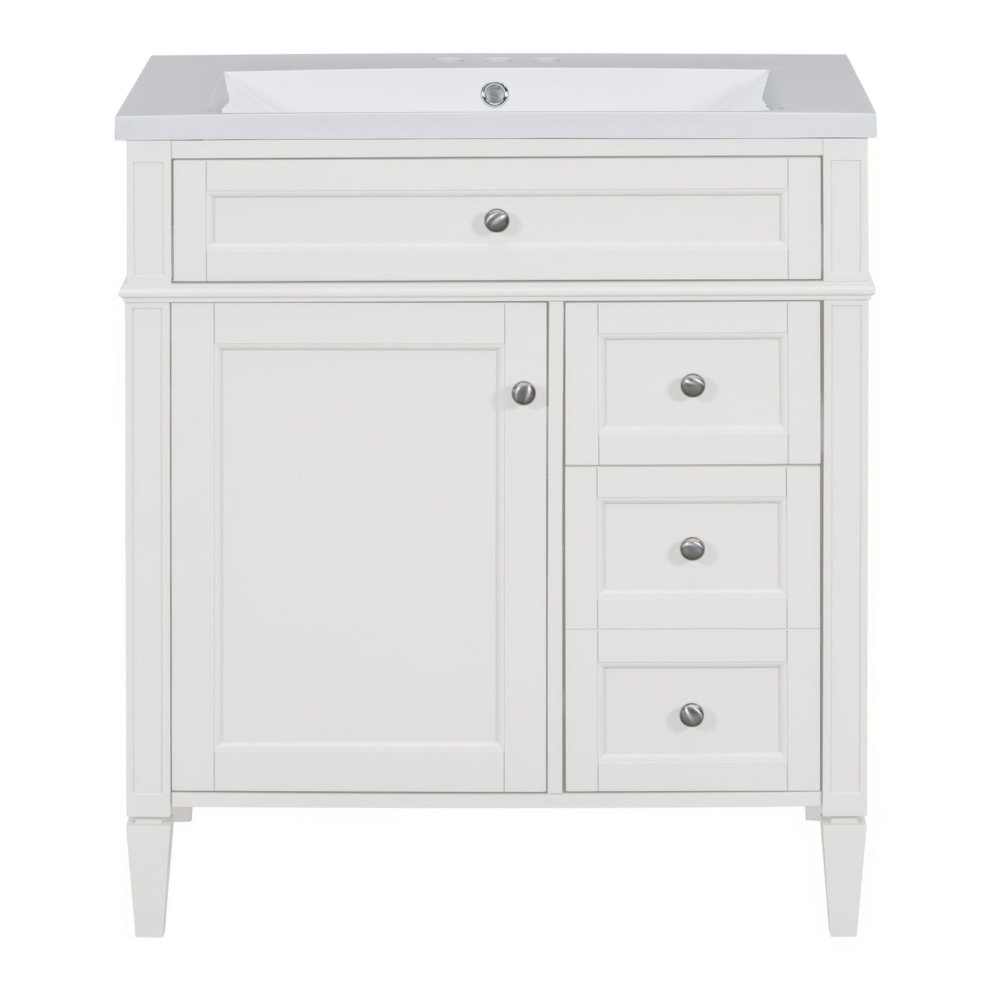 Bathroom Vanity With Top Sink, Storage Cabinet, 2 Drawers, Tip Out Drawer
